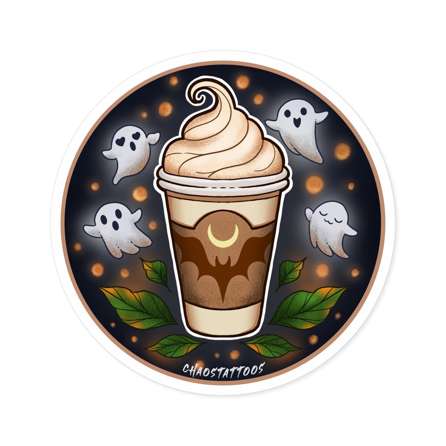 Spooky Coffee with Ghosts - Indoor/Outdoor Stickers