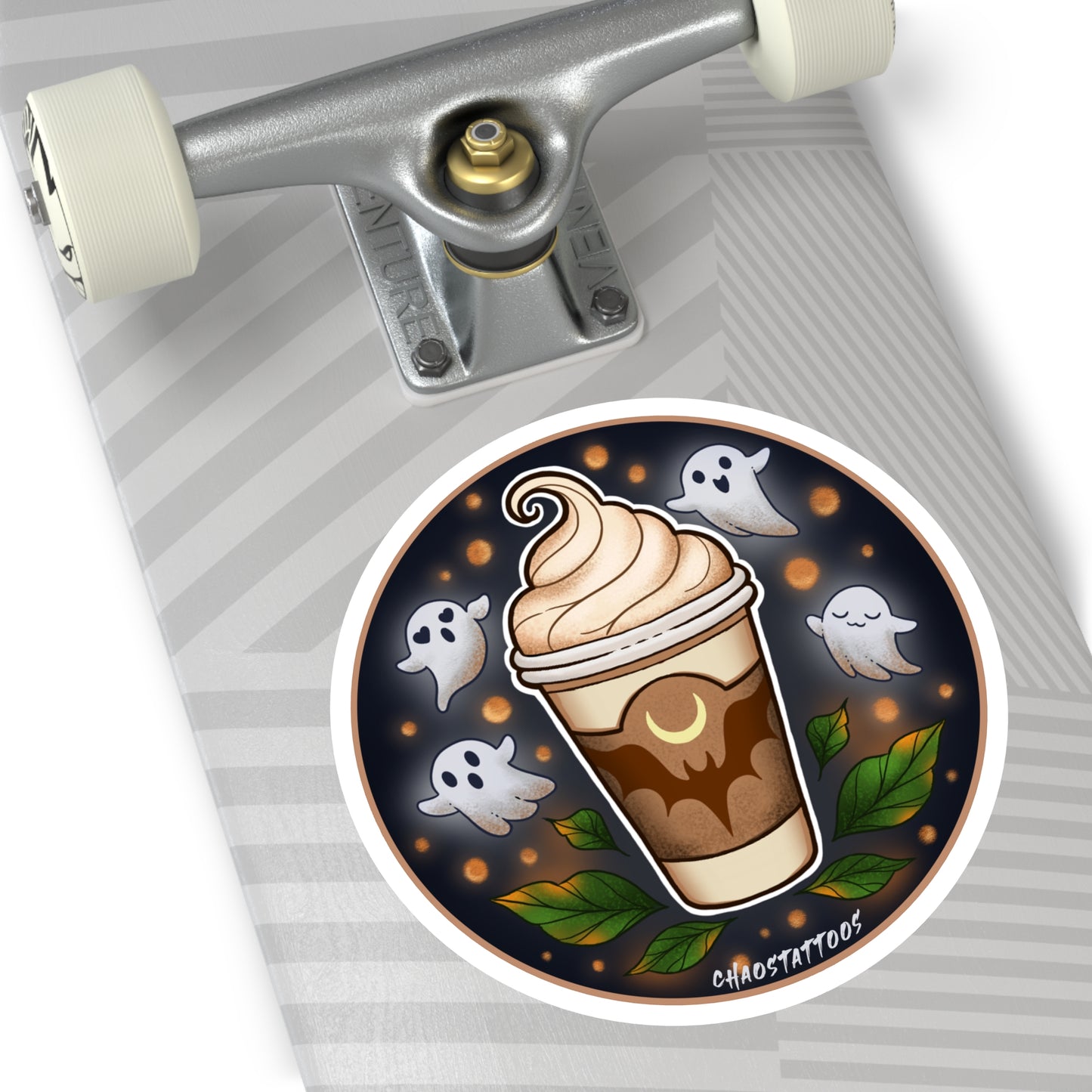 Spooky Coffee with Ghosts - Indoor/Outdoor Stickers